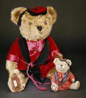 Noel'', A Curly Brown Mohair Teddy Bear Wearing A Red And Black Smoking Jacket By Dean''s Rag Book C