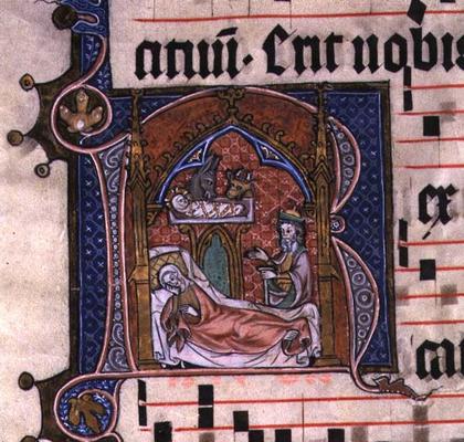 Nativity scene from historiated capital from a French 'Book of Hours', c.1490 (illumination) (see 11 van 