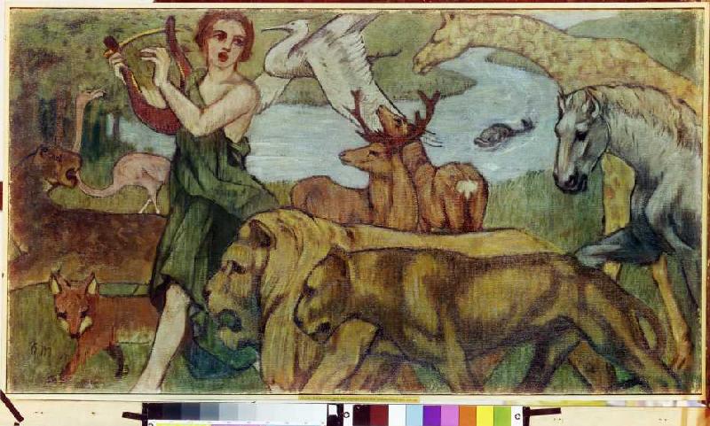 Orpheus mit den Tieren (Entwurf für einen Wandbehang) van 