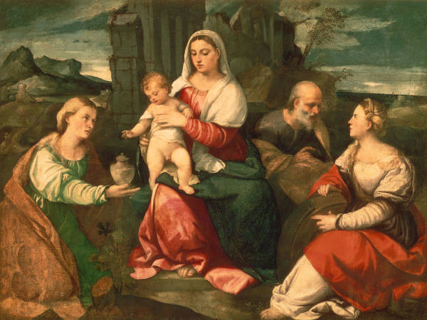 Palma Vecchio, Maria mit Kind u. Hlgen. van 