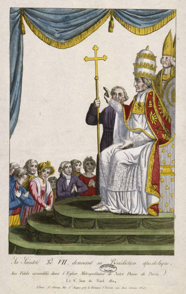 Papst Pius VII. segnet...1804 / Kupferst van 