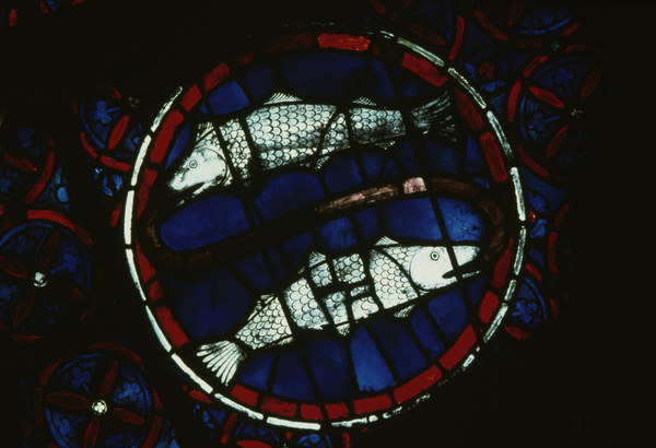 Pisces / French stained glass / 13th-c. van 