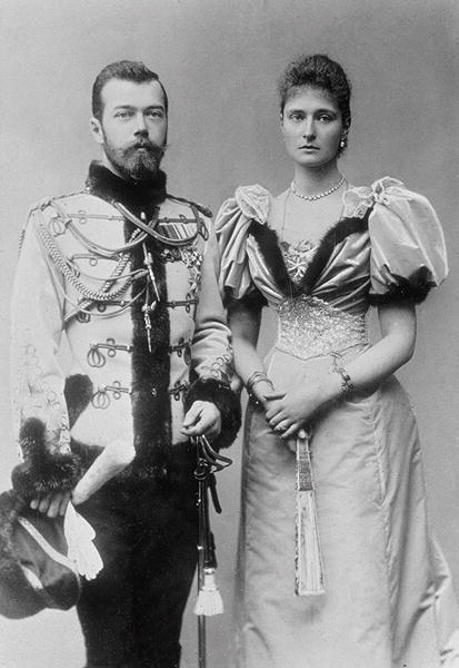 Portrait photograph of Tsar Nicholas II (1868-1918) and Princess Alix of Hesse (1872-1918) c.1894 (b van 