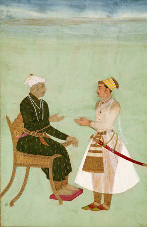 Portrait Of Marharja Jai Singh Of Amber (Ruled 1625-1667), Receiving His Son Ram Singh van 