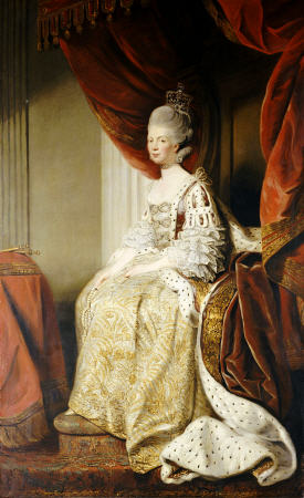 Portrait Of Queen Charlotte (1744-1818), Wife Of King George III, Full Length, Seated In Robes Of St van 