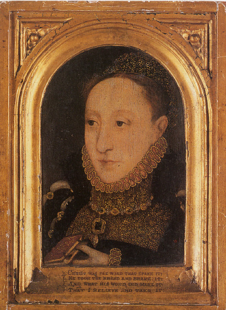 Portrait Of Queen Elizabeth I, Bust-Length, Holding A Prayer Book van 