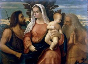 Palma Vecchio, Maria mit Kind u. Hlgen.