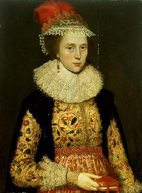 Portrait Of Margaret Layton Of Rawdon (1579-1662), Half Length, In An Elaborately Embroidered Double