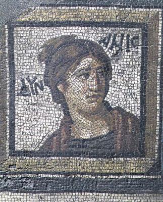 Portrait of a woman, detail of a mosaic pavement depicting the seasons and hunting scenes, from the van 
