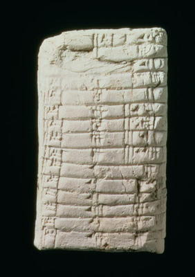Prehistoric clay tablet with multiplication table, van 