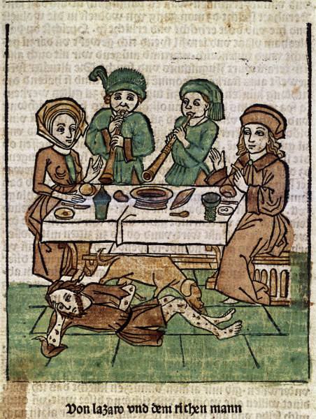 Rich man & poor Lazarus / Woodcut / 1485 van 