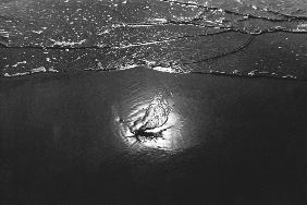 Reflection in sea water, Porbandar (b/w photo) 