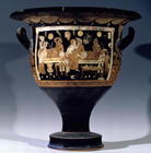 Red-figure bell krater depicting a banquet scene, (pottery) (for detail see 85013)