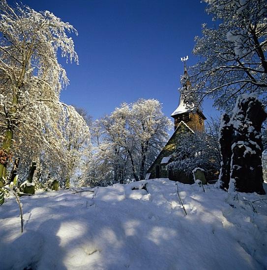 St Peters Church in the snow, Thundersley, Essex van 
