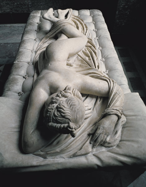 The Sleeping Hermaphrodite, copy after an original of the 2nd century BC, the mattress is an additio van 