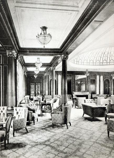 The First Class Lounge of the Ocean Liner ''Mauretania'', c.1906 (b/w photo)  van 