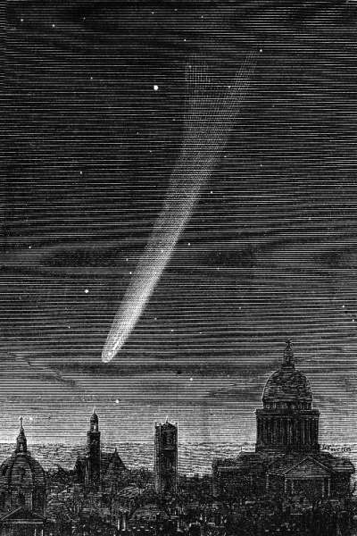 The great comet seen in Paris October 17, 1882, engraving by P. Fouche van 