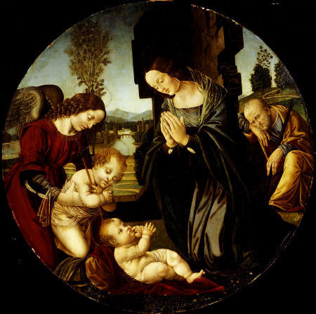 The Holy Family With The Infant Saint John The Baptist And An Angel In A Landscape van 