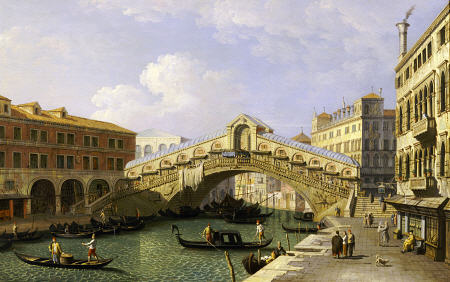 The Rialto Bridge Venice From The South With The Fondamenta Del Vin And The Fondaco Dei Tedeschi van 
