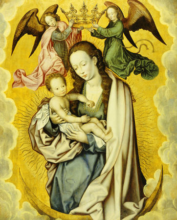 The Virgin And Child In Glory, With Two Angels Holding The Virgin''s Crown van 