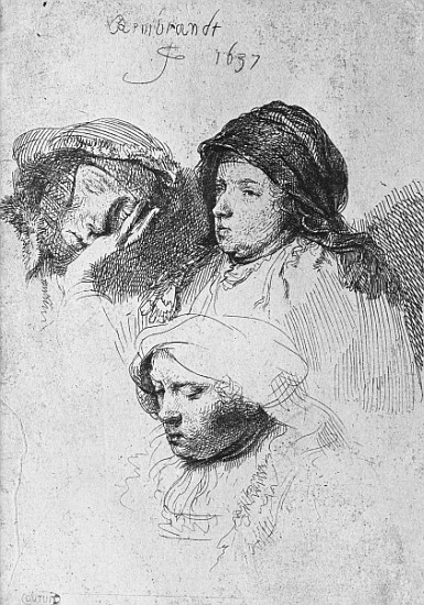 Three female heads with one sleeping van 