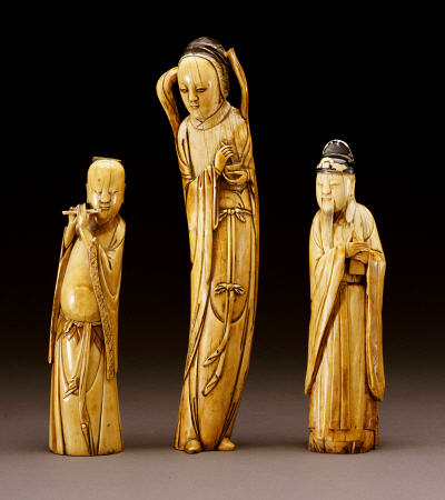 Three Ivory Figures Of Immortals van 