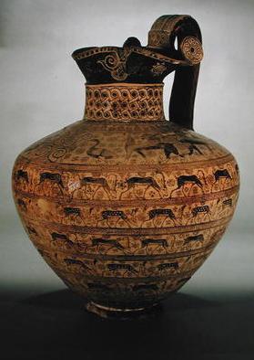 The 'Levy Oinochoe', an East Greek Orientalizing vase decorated with rows of fabulous animals and wi