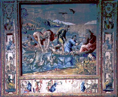 The Miraculous Draught of Fishes, from the Brussels Tapestries, replicas of Raphael's Vatican series van 