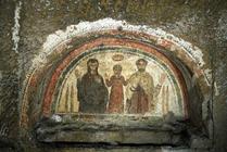 Tympanum depicting the family of the bishop Theotecnus, 5th-6th century AD (mosaic)