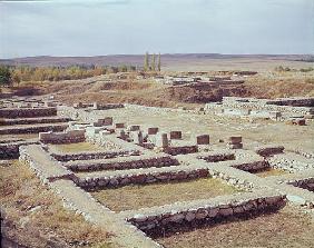 View of the archaeological site, 1450-1200 BC Hittite; Alacahoyuk, Turkey