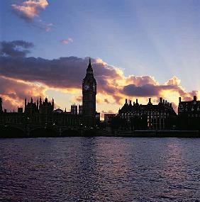 View of Westminster, from the South Bank of the Thames, featuring Big Ben