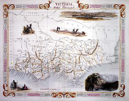 Victoria, Australia, from Illustrated Atlas of the World, pub. Tallis & Co., 1849-53 van 