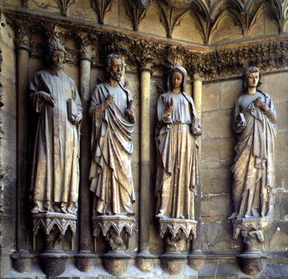 Virgin and the apostles, detail of Sculptures from the exterior west facade, 13th/14th century (ston van 