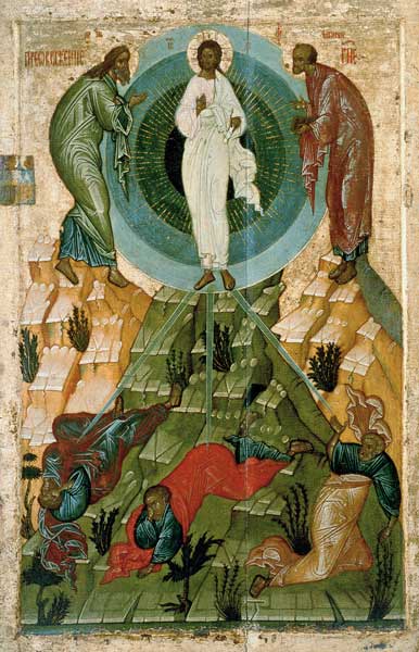 The Transfiguration of Our Lord, Russian icon from the Holy Theotokos Dormition Church on the Voloto van Novgorod School