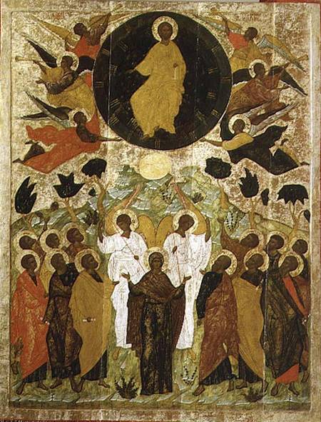 The Ascension of Our Lord, Russian icon from the Malo-Kirillov Monastery, Novgorod School van Novgorod School