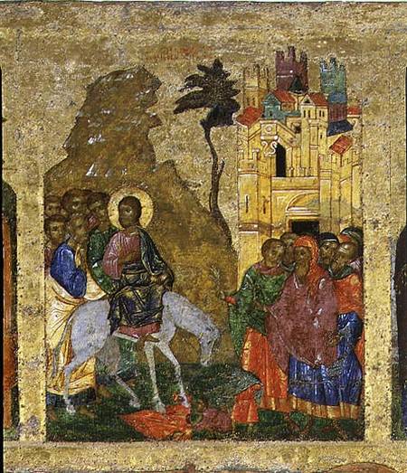 The Entry into Jerusalem, Russian icon from the iconostasis in the Cathedral of St. Sophia van Novgorod School