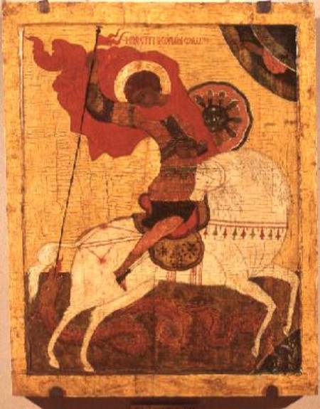 St.George and the Dragon: Icon van Novgorod School