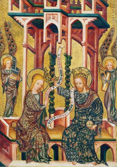 The Coronation of the Virgin, reverse: Christ Carrying the Cross (fragment of an altar wing) van Nürnberger Meister um 1350/60