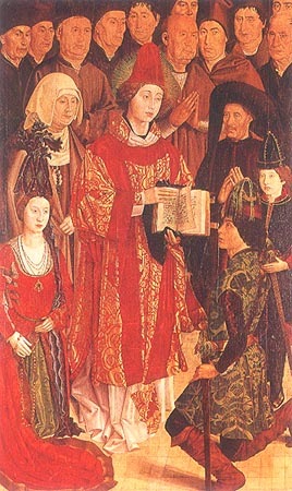 Alfons V., König von Portugal, vor dem hl. Vinzens (Ausschnitt) van Nuno Goncalves