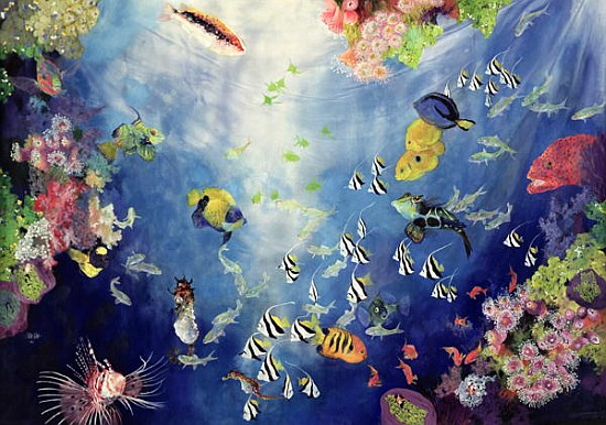 Underwater World II, 1998 (acrylic and pencil crayon on canvas)  van Odile  Kidd