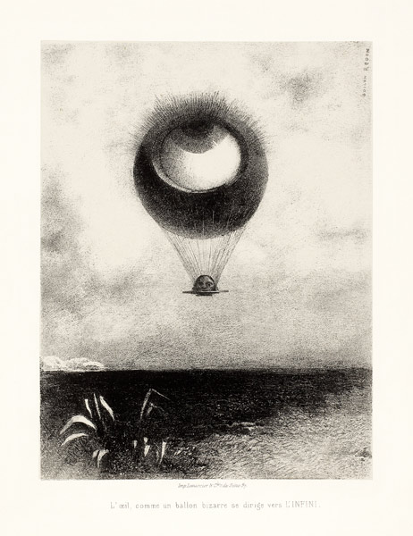 The Eye, Like a Strange Balloon, Mounts toward Infinity. Series: For Edgar Poe van Odilon Redon