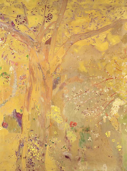 Tree Against a Yellow Background van Odilon Redon