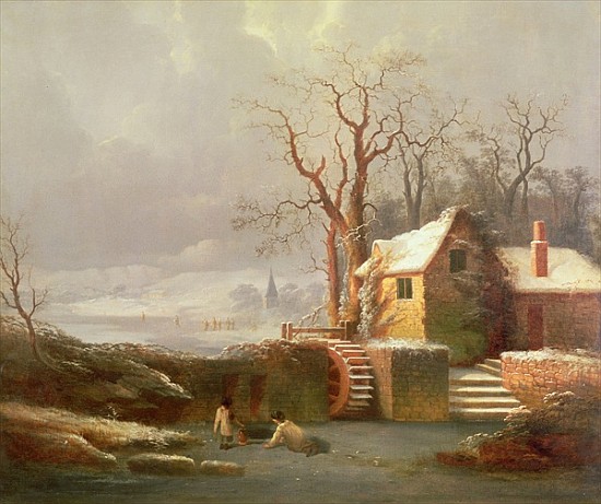 Snow Scene with Mill and Cottages van of Chichester Smith George