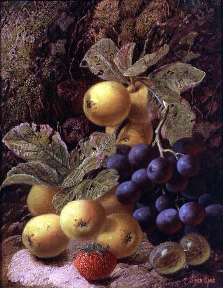 Still Life with Apples, Grapes, Strawberry and Gooseberry van Oliver Clare