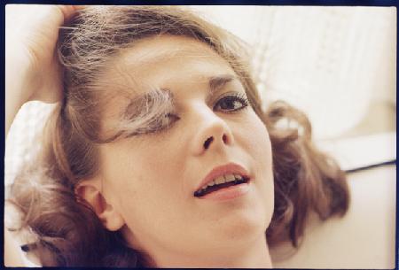 Natalie Wood at home with head on pillow