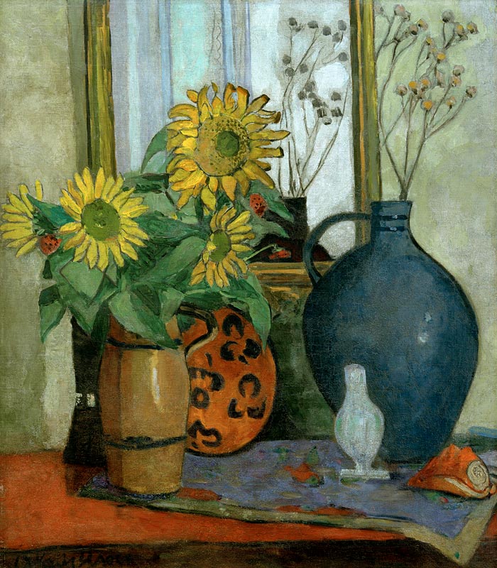 Sunflowers with Matisse shell van Oskar Moll
