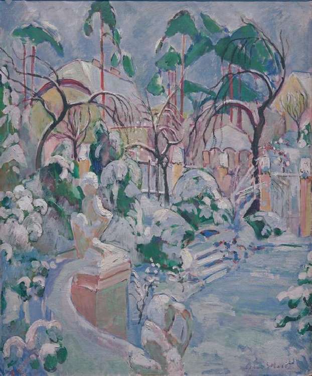 Garden with Snow van Oskar Moll