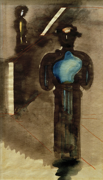 Zwei blauschwarze Figur van Oskar Schlemmer