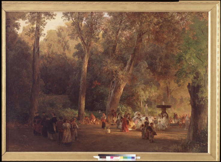 In the Park of Villa Torlonia in Rome van Oswald Achenbach