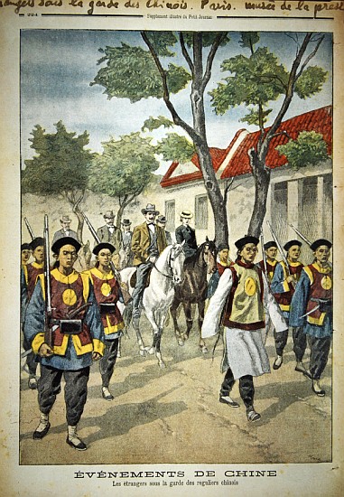 European foreigners under armed escort Chinese regular soldiers during the Boxer rebellion of 1899-1 van Oswaldo Tofani